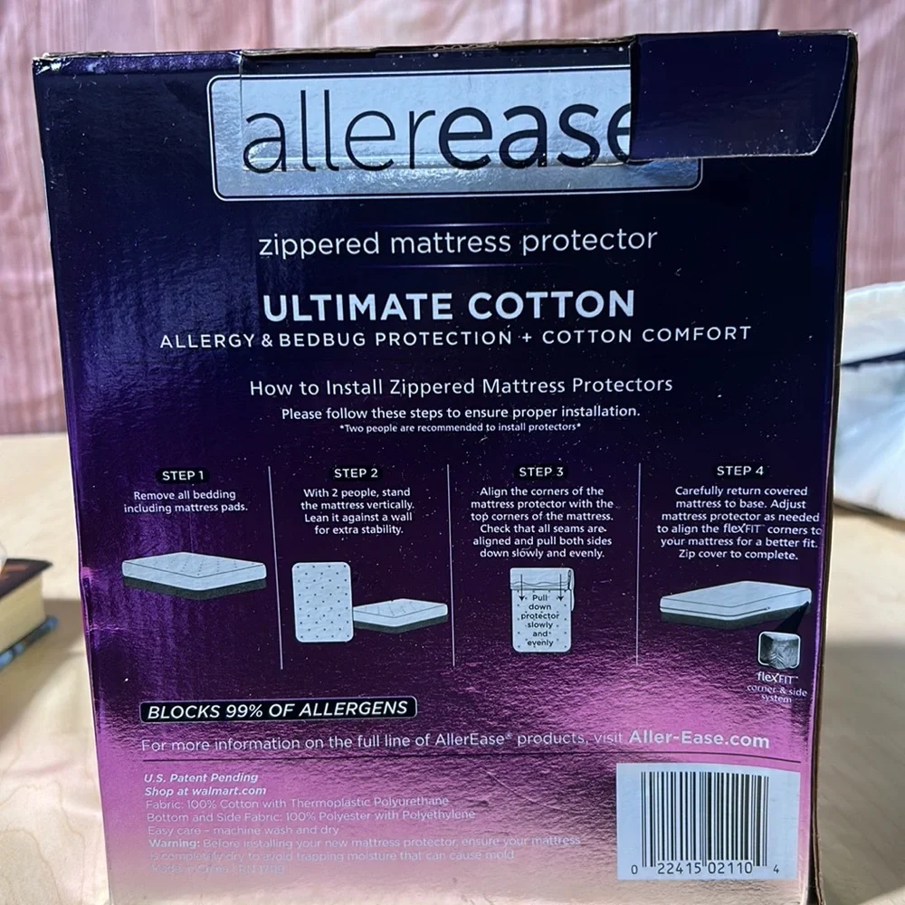NIB ALLEREASE ZIPPERED MATTRESS PROTECTOR ALLERGY & BEDBUG PROTECTION BED SHEET